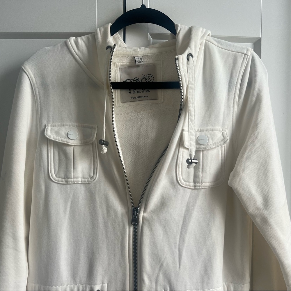 White Zip-Up Hoodie Jacket